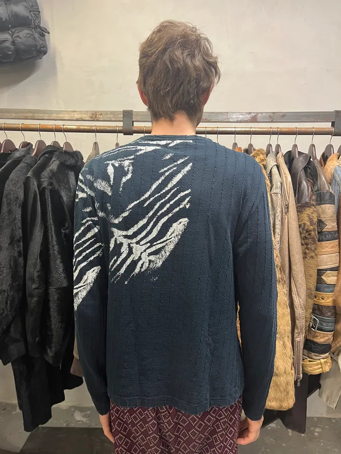 2000s Cavalli Navy & White Signature Zebra Longsleeves (S) fQrPinx 2