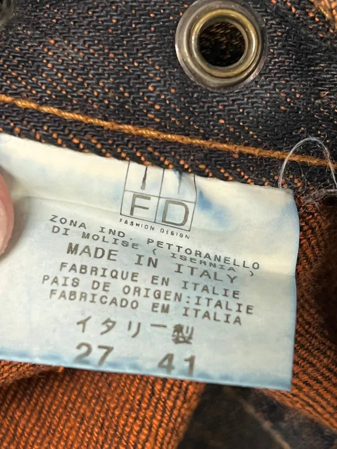 2001 Cavalli Navy Brut Orange Denim Jeans OvZEXED 12