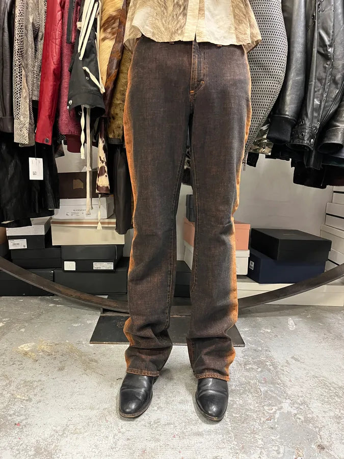 2001 Cavalli Navy Brut Orange Denim Jeans OvZEXED 1
