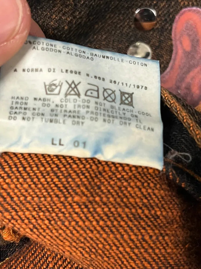 2001 Cavalli Navy Brut Orange Denim Jeans OvZEXED 11