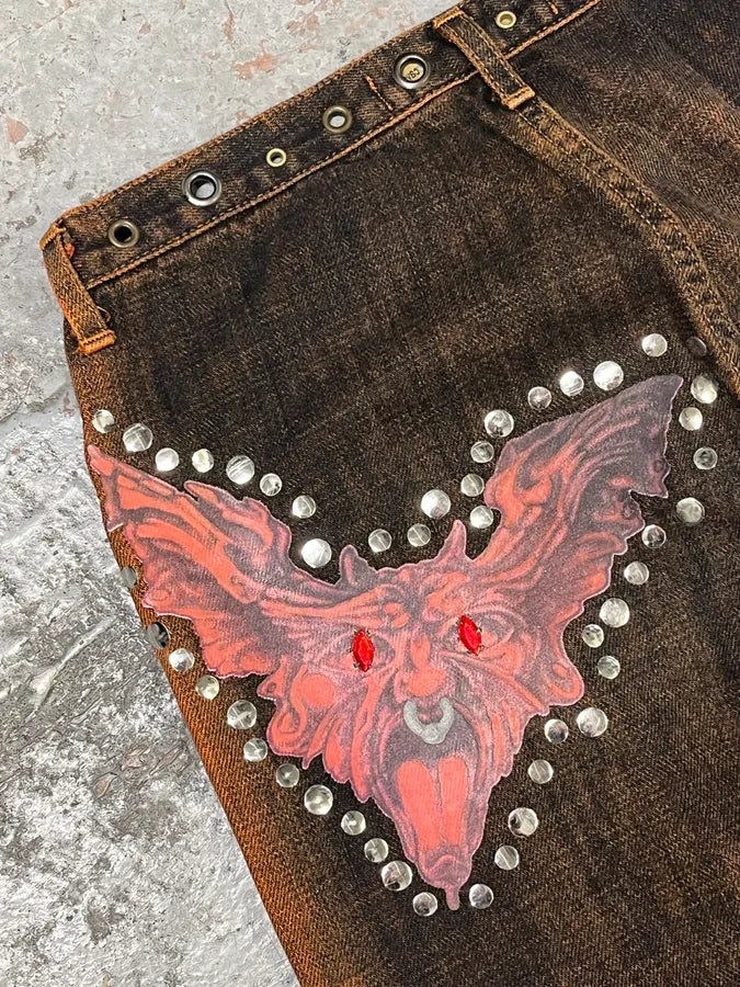 2001 Cavalli Navy Brut Orange Denim Jeans OvZEXED 10