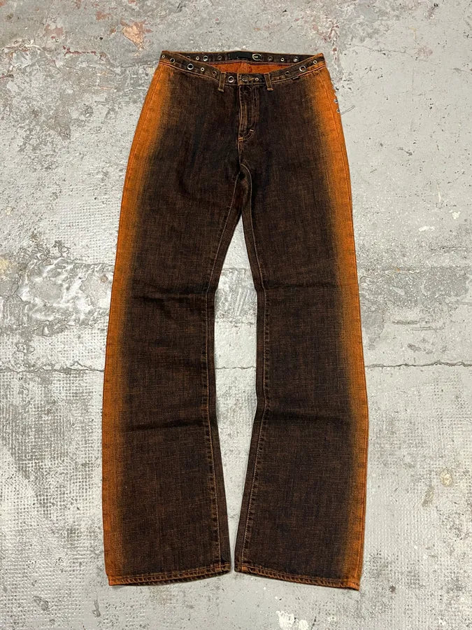 2001 Cavalli Navy Brut Orange Denim Jeans OvZEXED 0