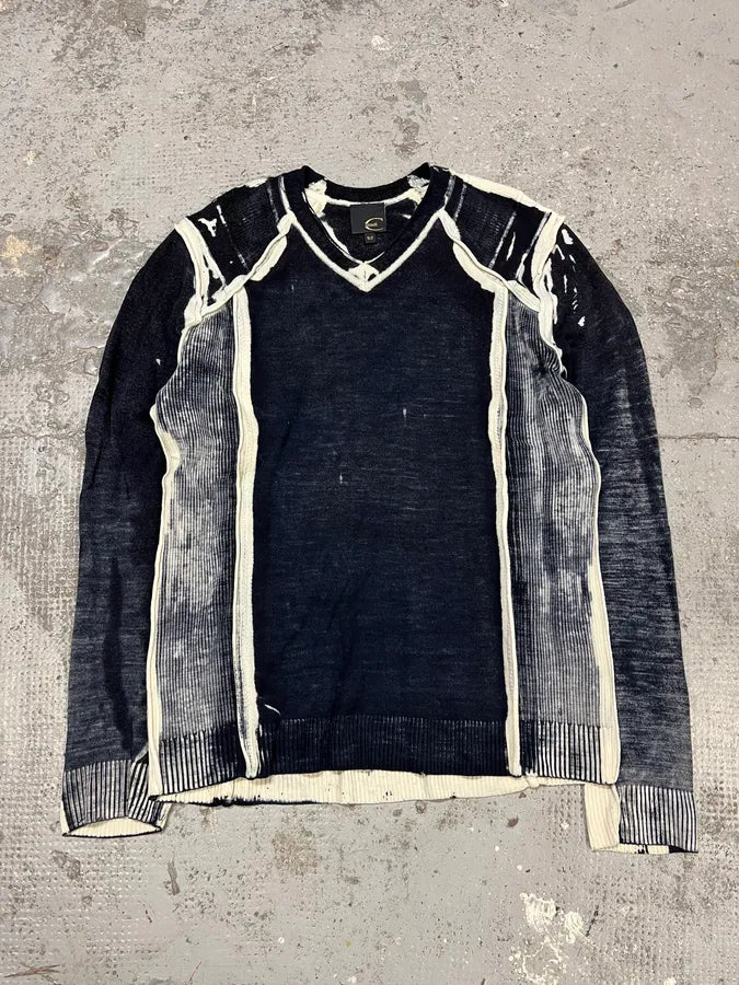 2000s Cavalli Navy Overprint Sweater gyQdQPA 0