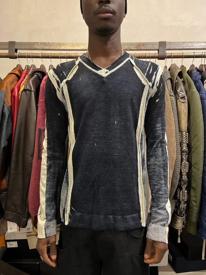 2000s Cavalli Navy Overprint Sweater gyQdQPA 1