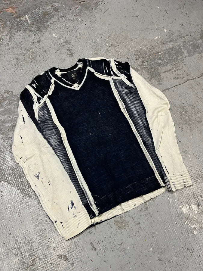 2000s Cavalli Navy Overprint Sweater gyQdQPA 3