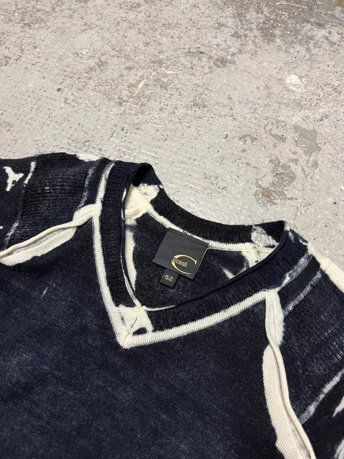 2000s Cavalli Navy Overprint Sweater gyQdQPA 4