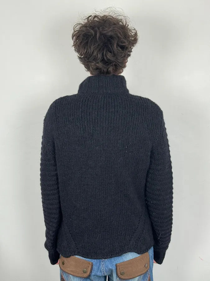 AW2008 Cavalli Navy Wool Alpaca Asymmetrical Sweater jtazgrr 2