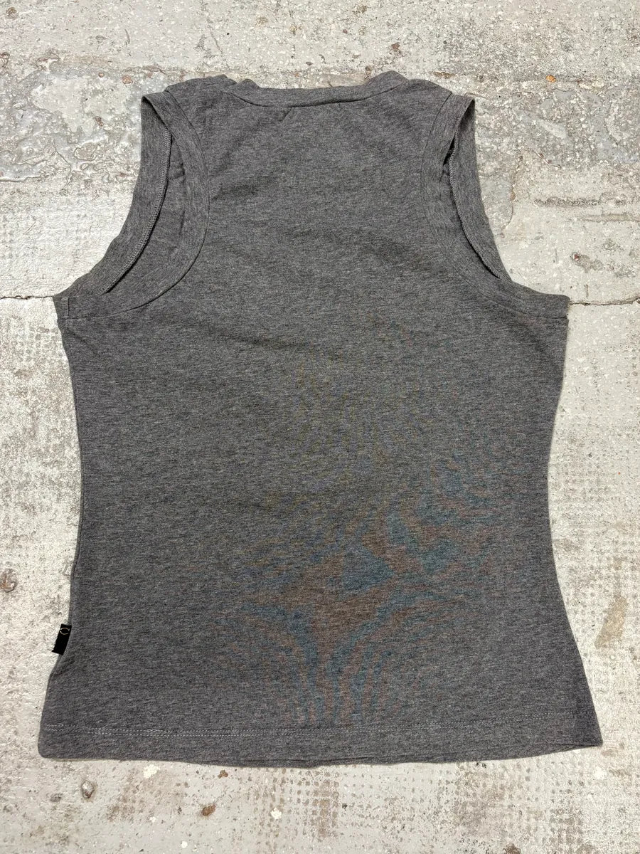 2000s Cavalli Necklace Trompe L’oeil Grey Tank Top LWalkhD 4