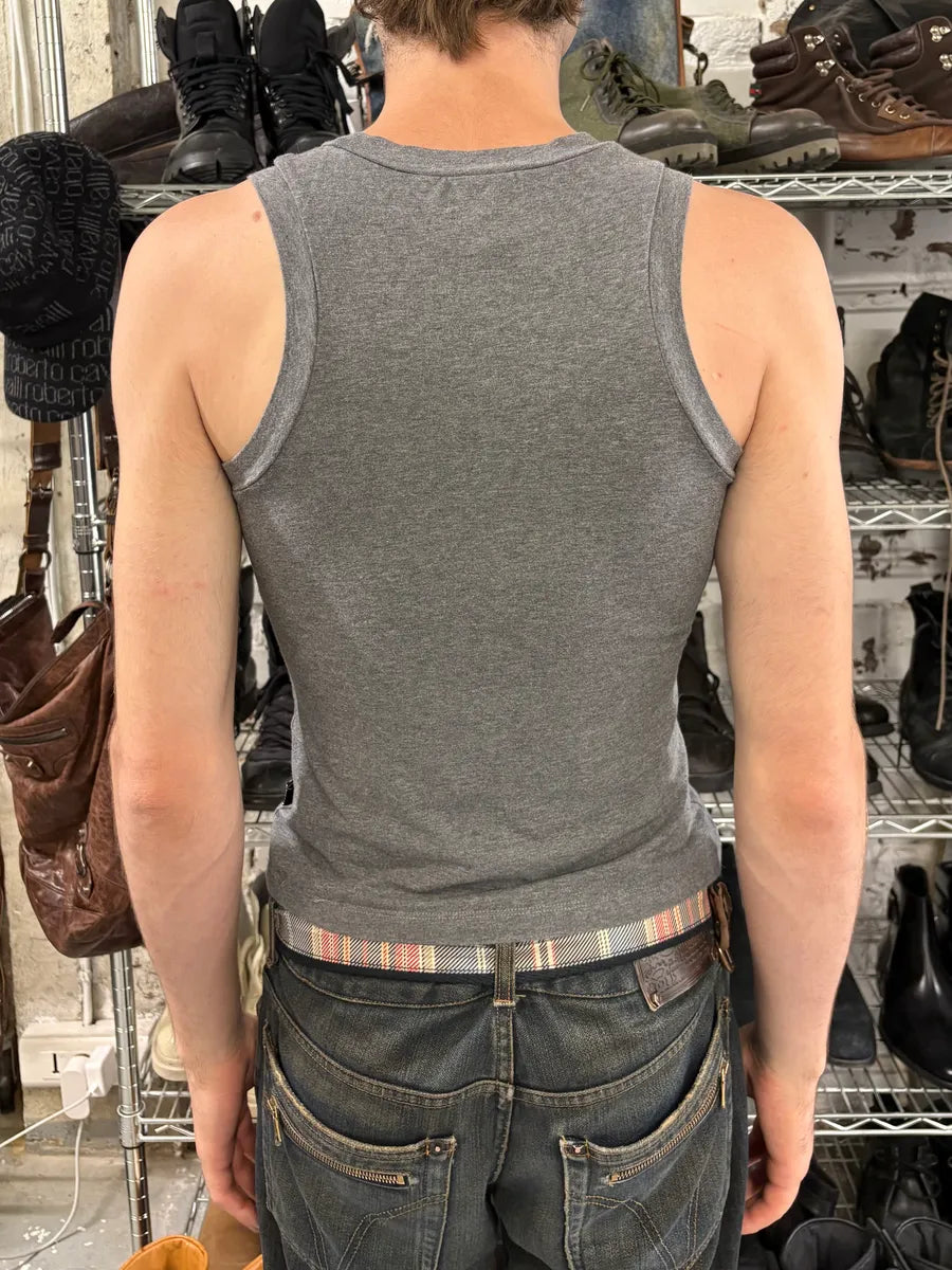 2000s Cavalli Necklace Trompe L’oeil Grey Tank Top LWalkhD 2