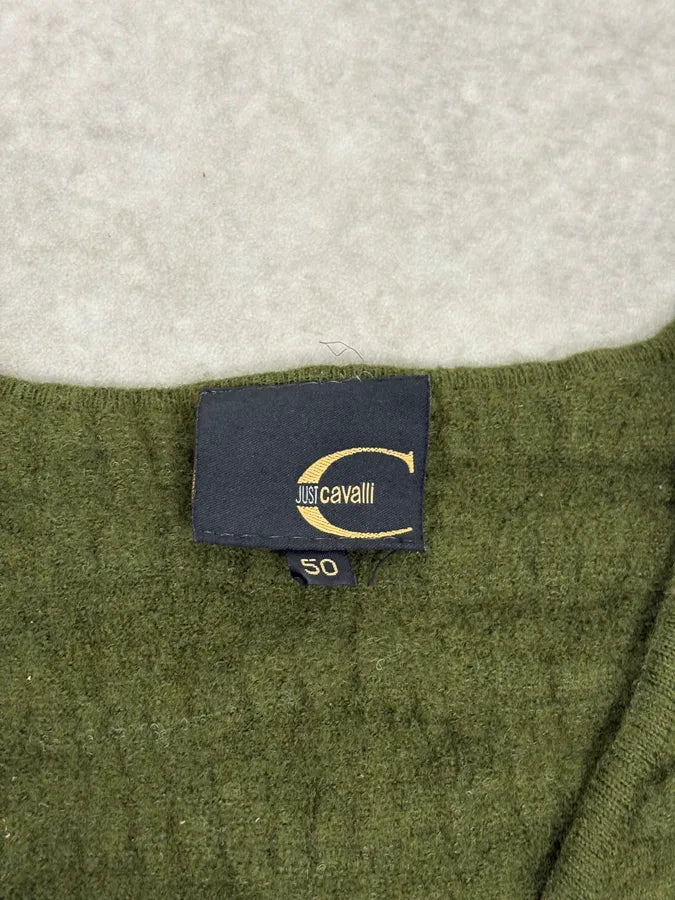 2000s Cavalli Olive Textured Wave Wool Sweater XxJfPfs 8
