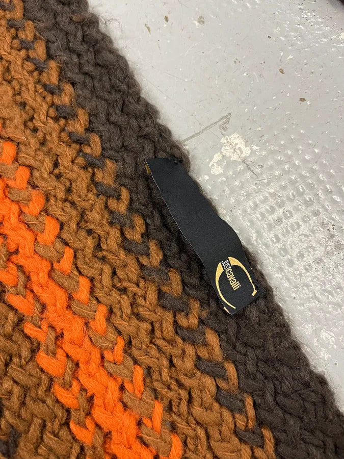 2000s Cavalli Orange & Brown Gradient Wool Scarf dHukEgg 5