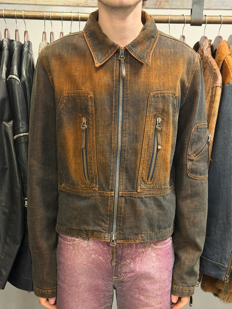 2000s Cavalli Orange Faded Sunset Denim Jacket DAsJKsn 1