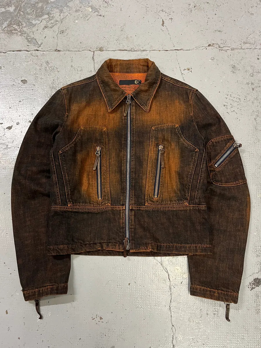 2000s Cavalli Orange Faded Sunset Denim Jacket DAsJKsn 3