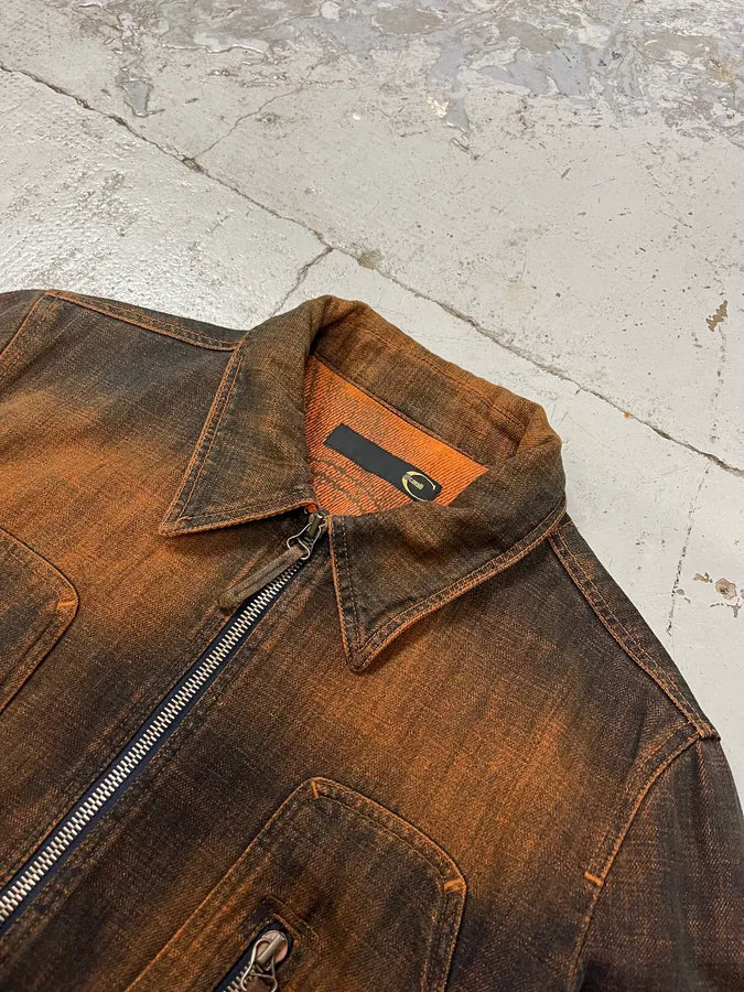 2000s Cavalli Orange Faded Sunset Denim Jacket DAsJKsn 4