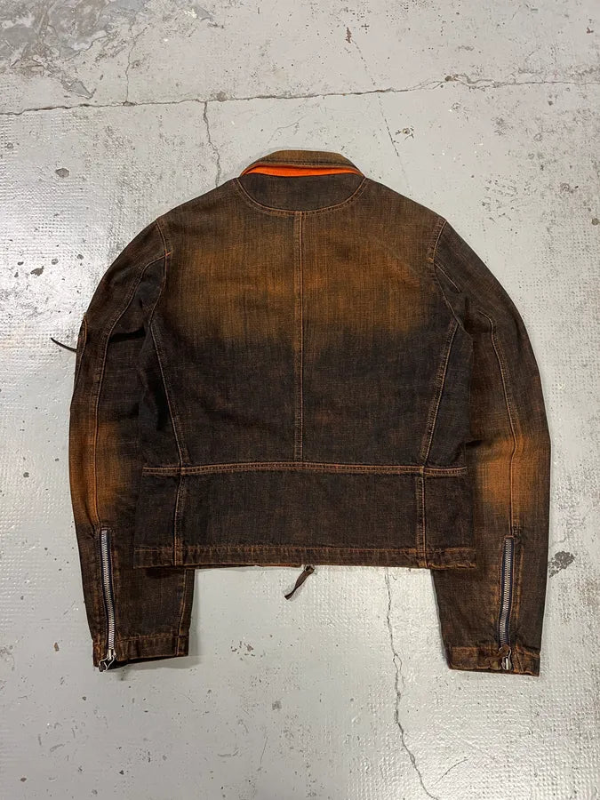 2000s Cavalli Orange Faded Sunset Denim Jacket DAsJKsn 6