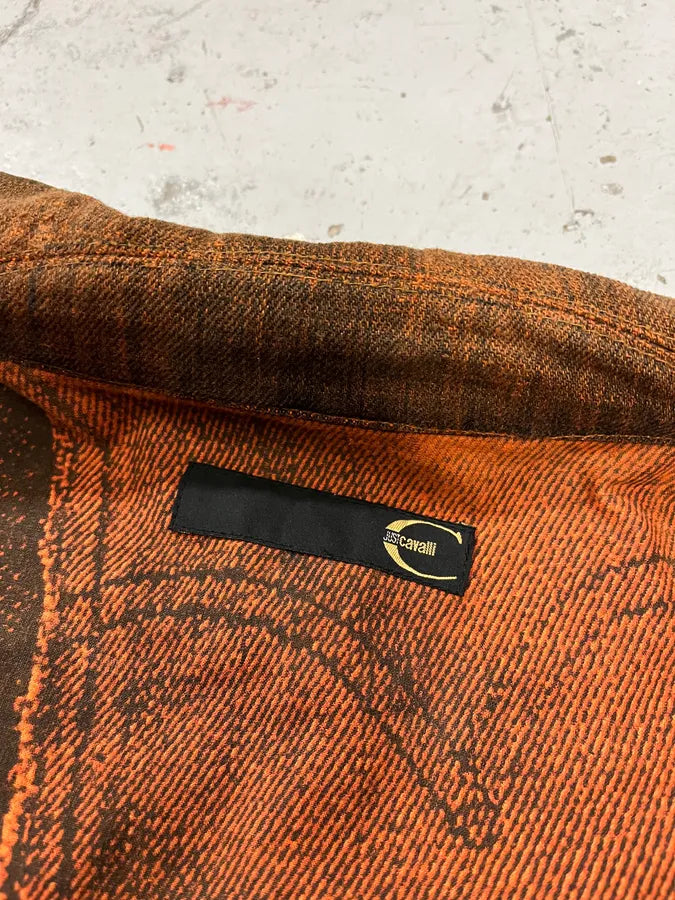 2000s Cavalli Orange Faded Sunset Denim Jacket DAsJKsn 8