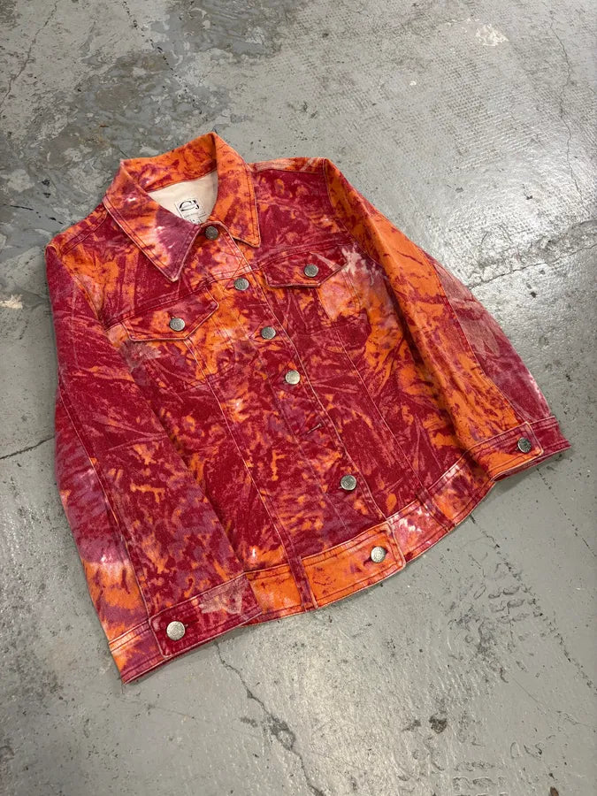 2000s Cavalli Orange Fire Denim Jacket spSJRAH 3