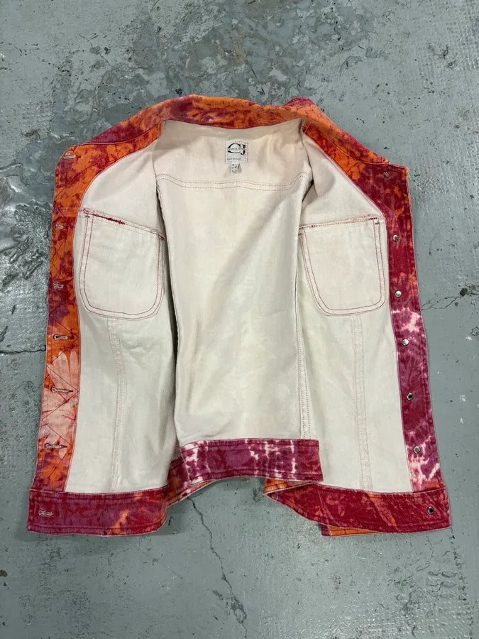 2000s Cavalli Orange Fire Denim Jacket spSJRAH 6