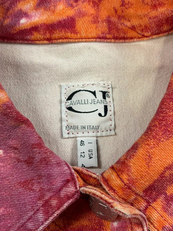 2000s Cavalli Orange Fire Denim Jacket spSJRAH 8