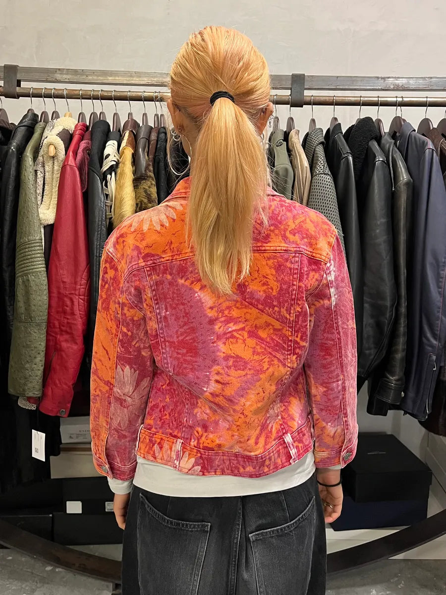 2000s Cavalli Orange Fire Denim Jacket spSJRAH 2