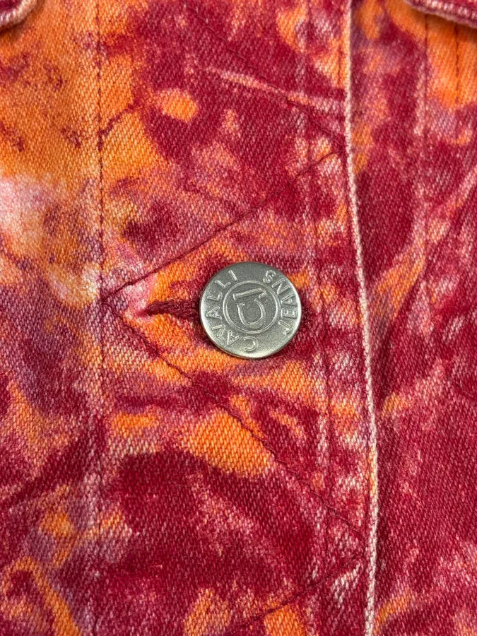 2000s Cavalli Orange Fire Denim Jacket spSJRAH 7