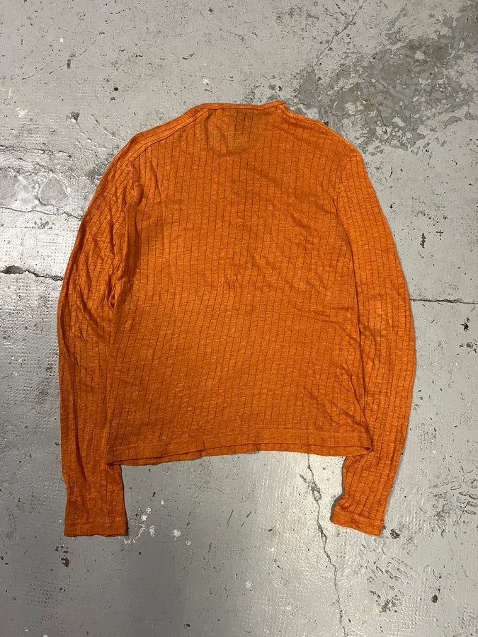 2000s Cavalli Orange Henley Longsleeves wcPLXxU 3