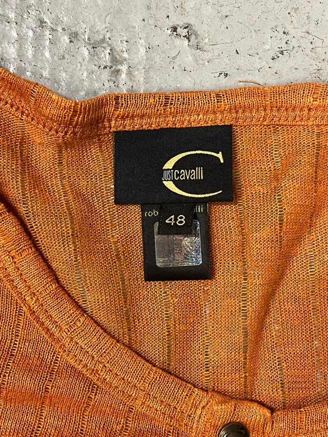 2000s Cavalli Orange Henley Longsleeves wcPLXxU 5