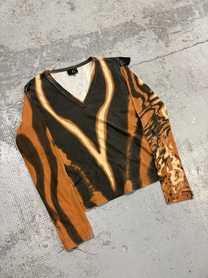 SS2002 Cavalli Orange Lava Hallucination Longsleeve T-Shirt KMObKfb 3