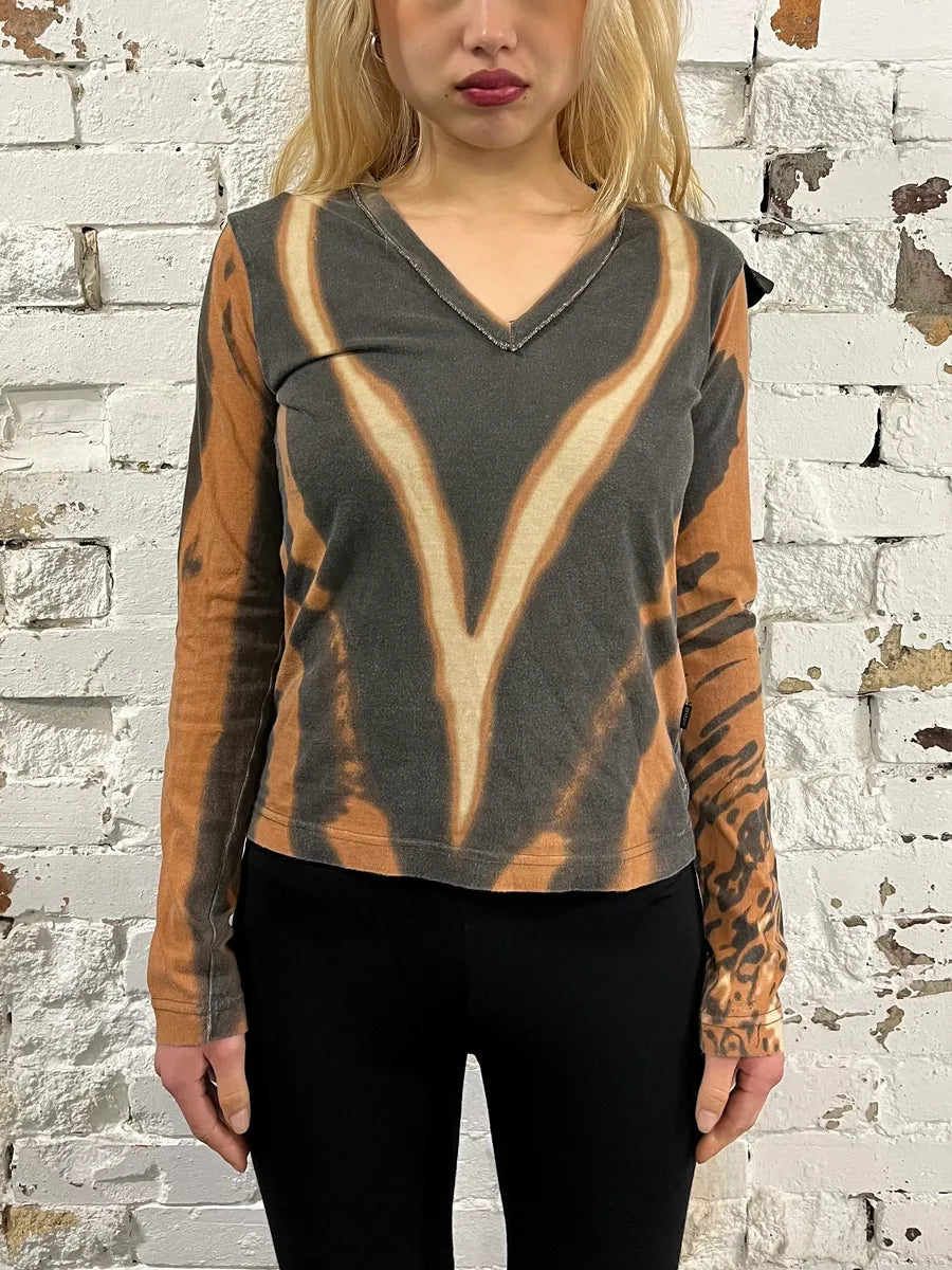 SS2002 Cavalli Orange Lava Hallucination Longsleeve T-Shirt KMObKfb 1
