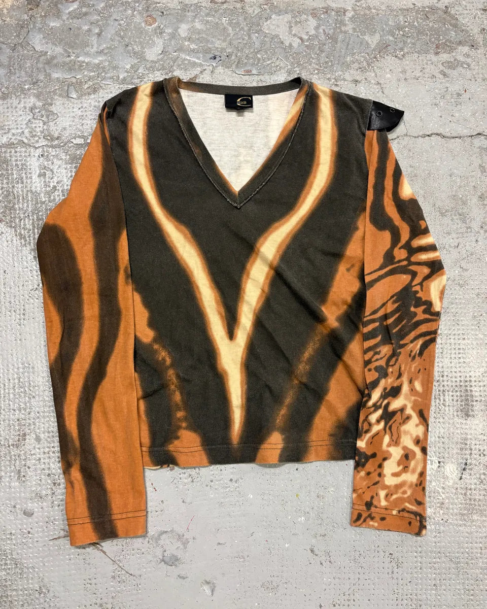 SS2002 Cavalli Orange Lava Hallucination Longsleeve T-Shirt KMObKfb 0