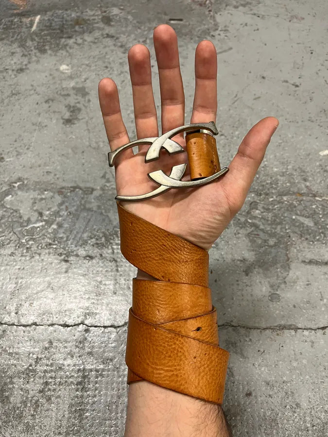 2000s Cavalli Orange Leather Belt QNCAUzF 0