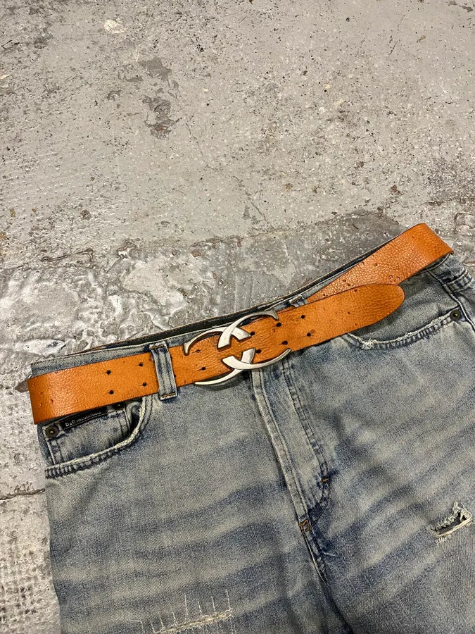 2000s Cavalli Orange Leather Belt QNCAUzF 1