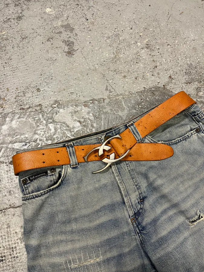 2000s Cavalli Orange Leather Belt QNCAUzF 2
