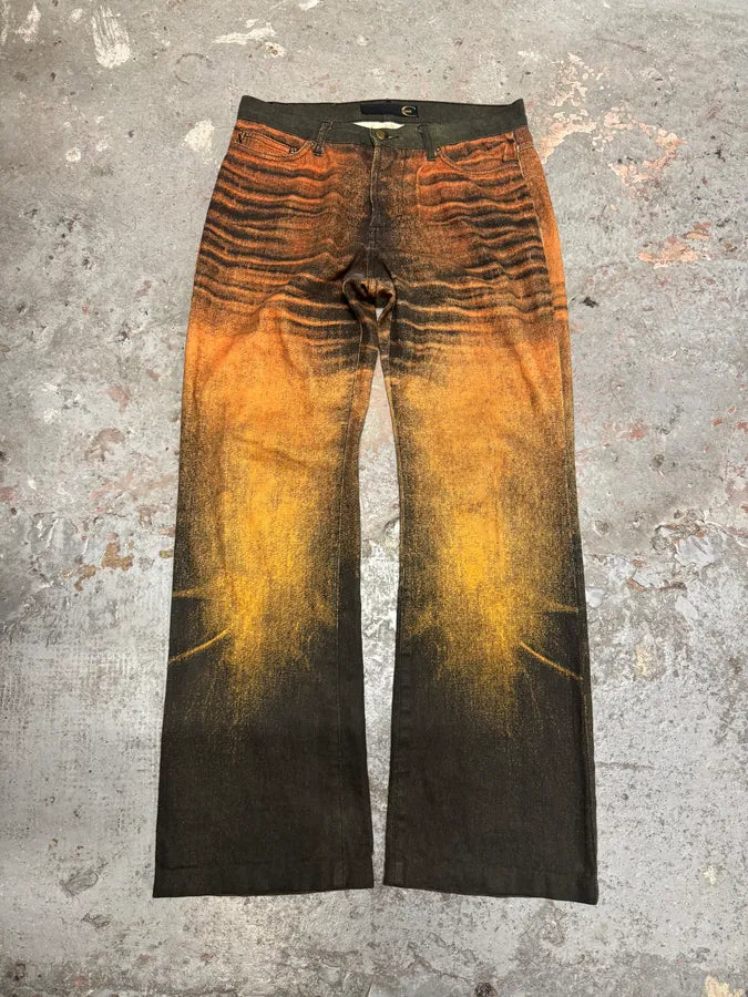 2000s Cavalli Orange Overprint Pants oxqZQRl 0