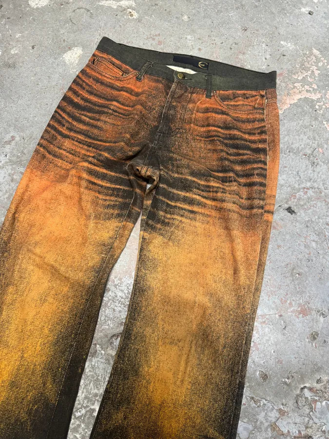 2000s Cavalli Orange Overprint Pants oxqZQRl 4