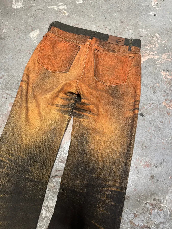 2000s Cavalli Orange Overprint Pants oxqZQRl 6