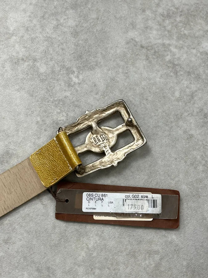 2000s Cavalli Ornament Buckle Golden Leather Belt YAOFFNk 6