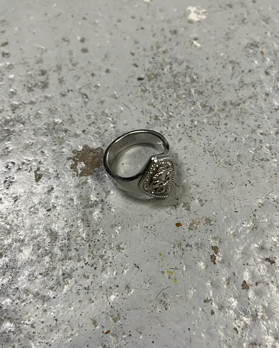 2000s Cavalli Ornamental Crest Silver Ring nqxBJTg 2