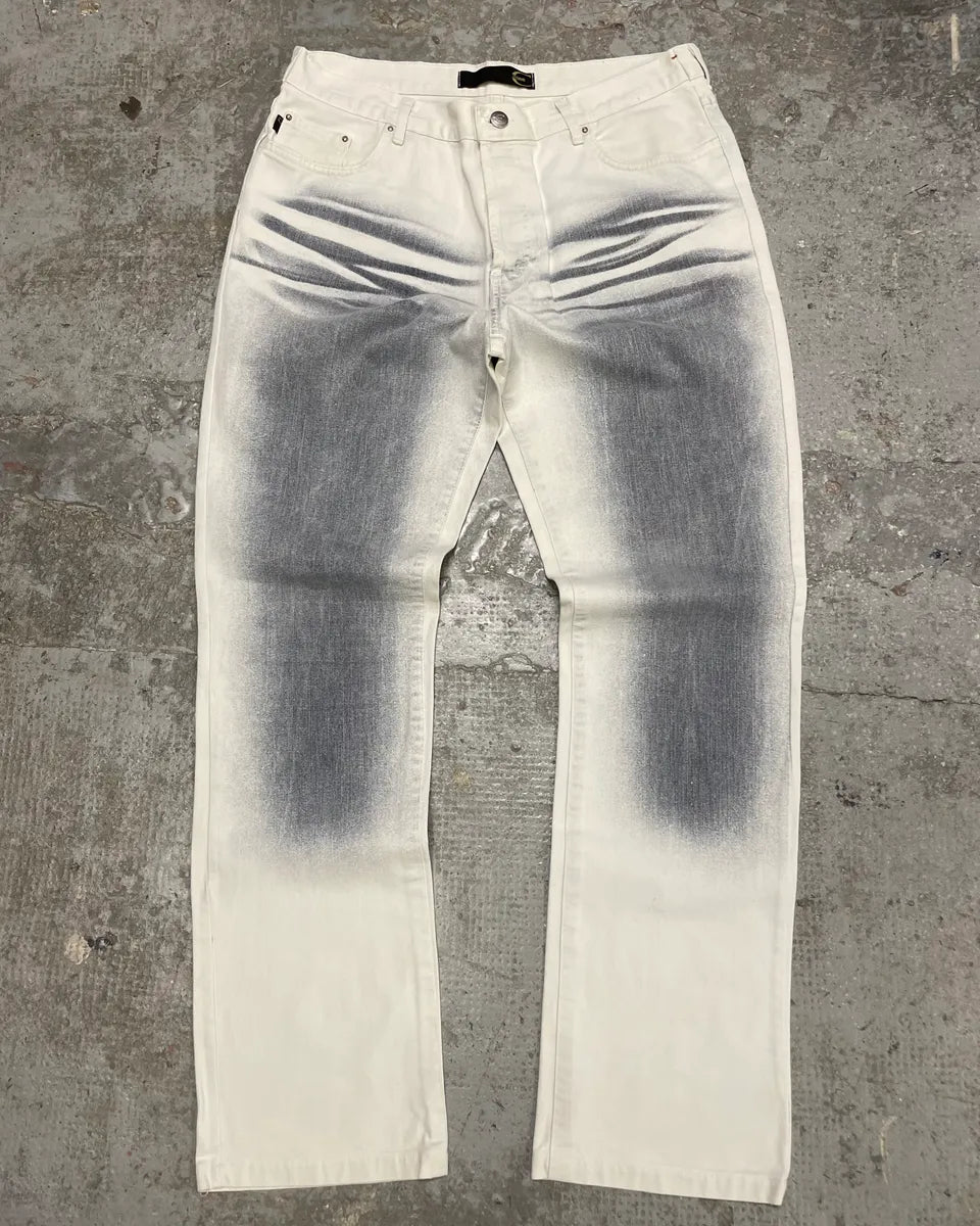 2000s Cavalli Overprint Blue Snow Dyed Pants (M) suRTwGP 0