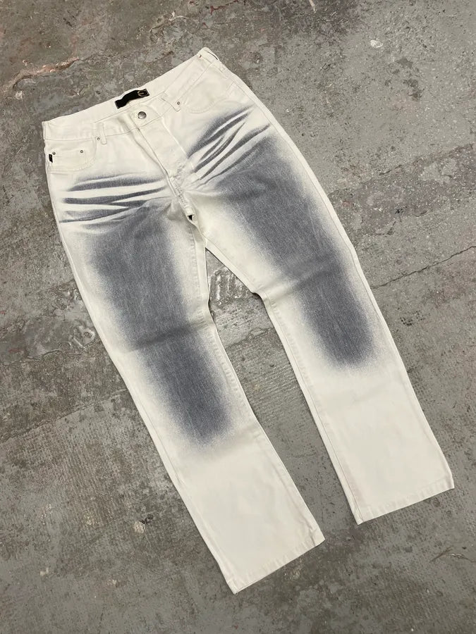 2000s Cavalli Overprint Blue Snow Dyed Pants (M) suRTwGP 4