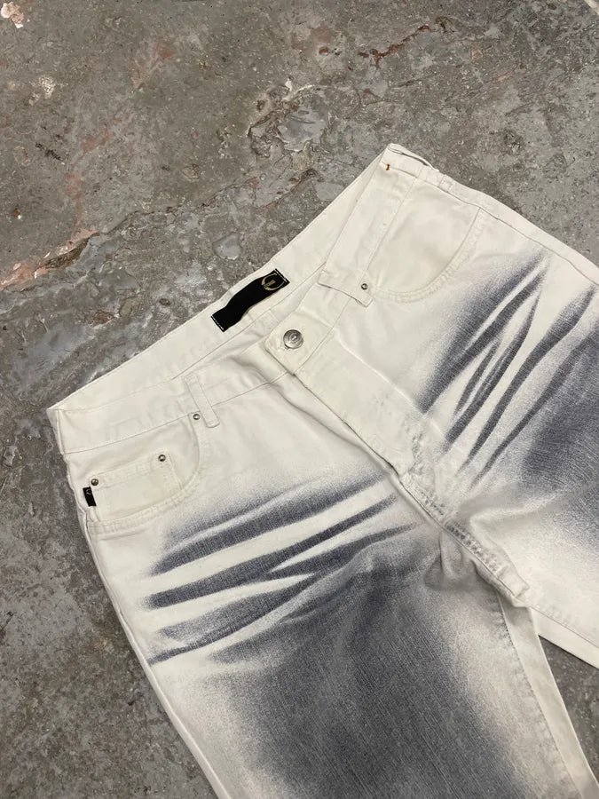 2000s Cavalli Overprint Blue Snow Dyed Pants (M) suRTwGP 5