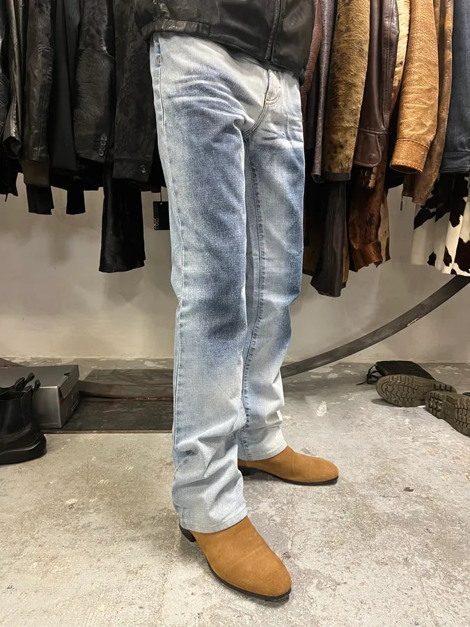 2000s Cavalli Overprint Blue Snow Dyed Pants (S) 2