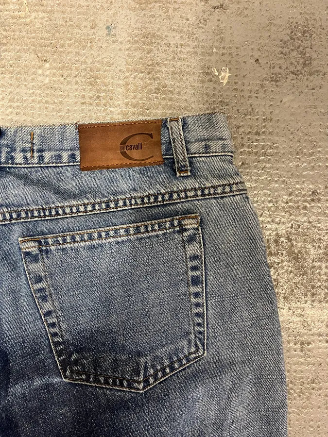 2000s Cavalli Overprint Blue Snow Dyed Pants (S) 9