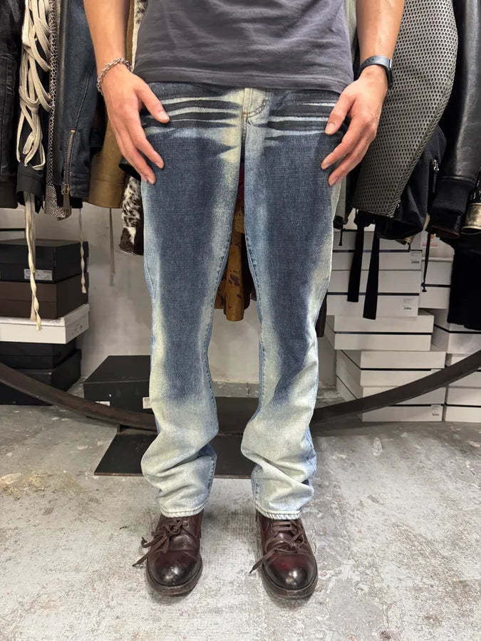 2000s Cavalli Overprint Faded Blue Denim Jeans FuQDQiF 1