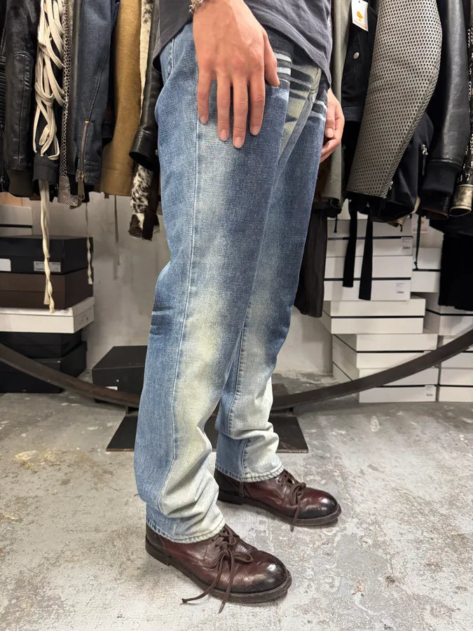 2000s Cavalli Overprint Faded Blue Denim Jeans FuQDQiF 2