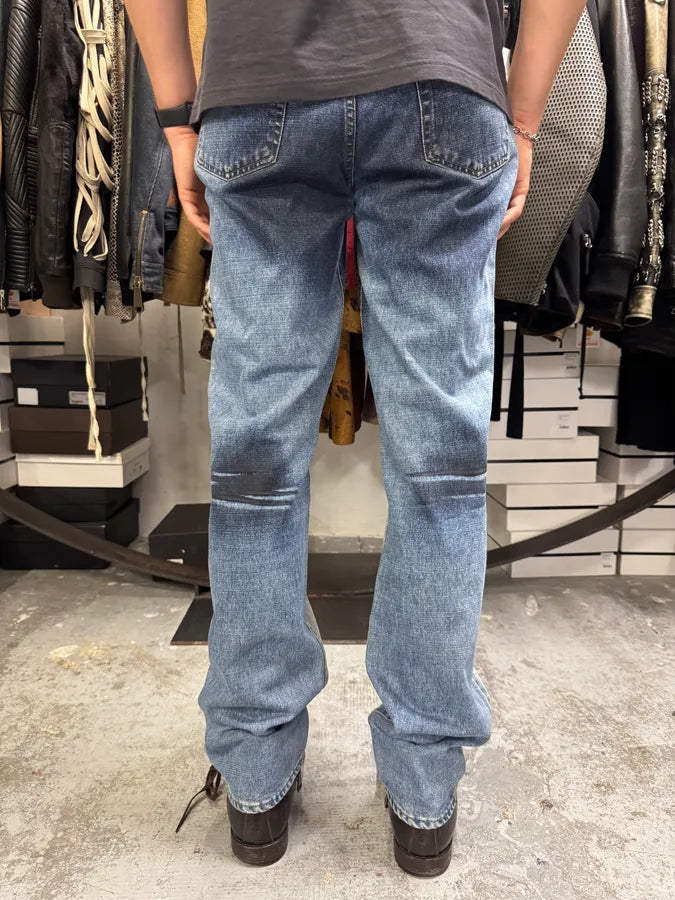2000s Cavalli Overprint Faded Blue Denim Jeans FuQDQiF 3