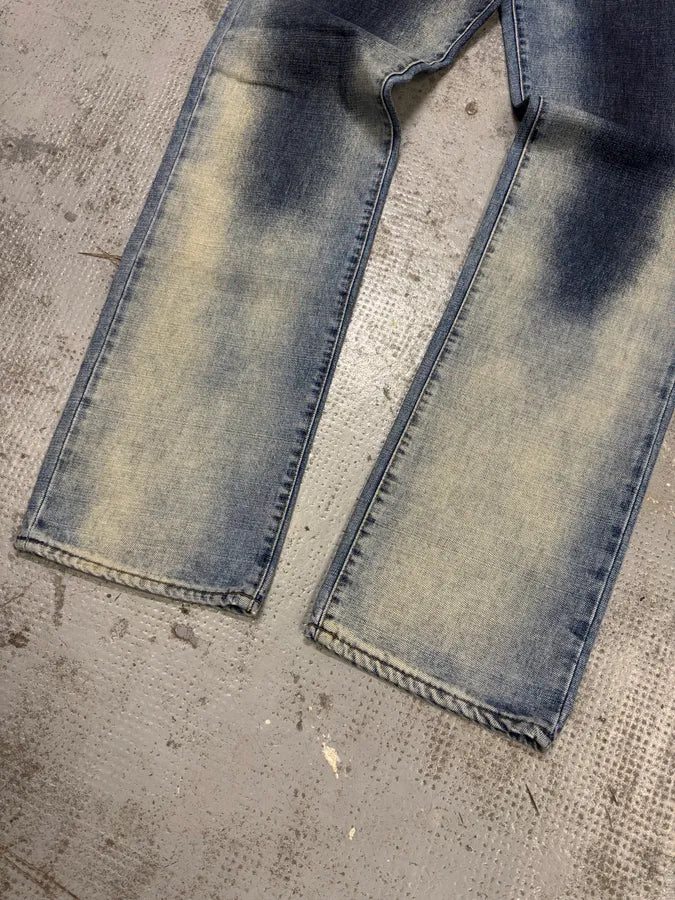 2000s Cavalli Overprint Faded Blue Denim Jeans FuQDQiF 8