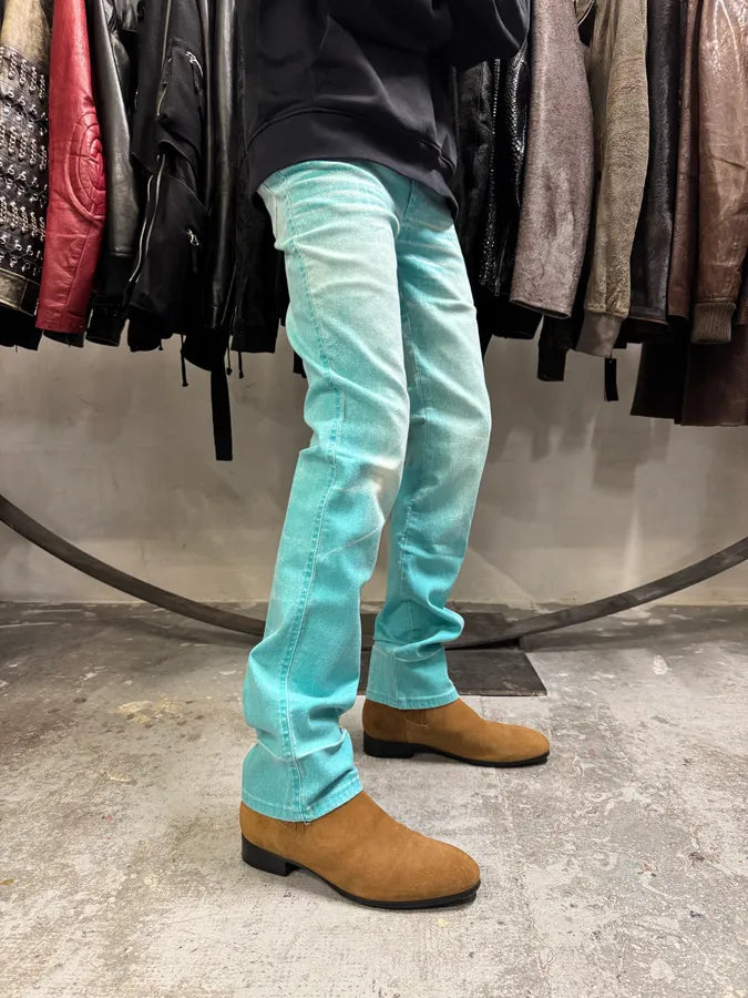 2000s Cavalli Overprint Faded Ocean Blue Pants (S) anaBleH 1