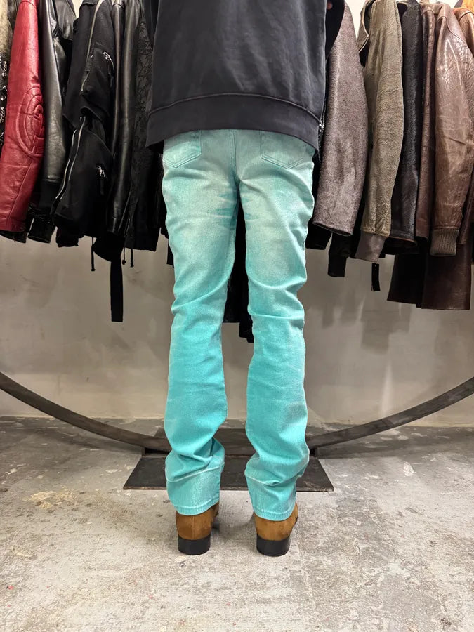 2000s Cavalli Overprint Faded Ocean Blue Pants (S) anaBleH 3