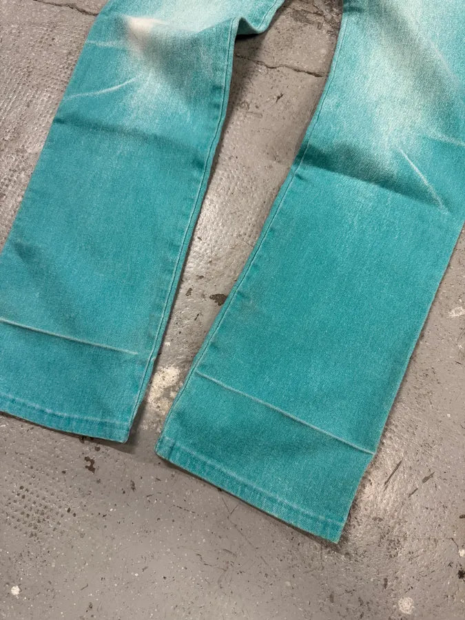 2000s Cavalli Overprint Faded Ocean Blue Pants (S) anaBleH 5